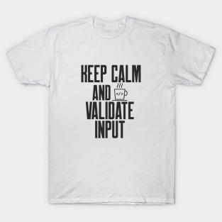 Secure Coding Keep Calm And Validate Input Best Practice T-Shirt